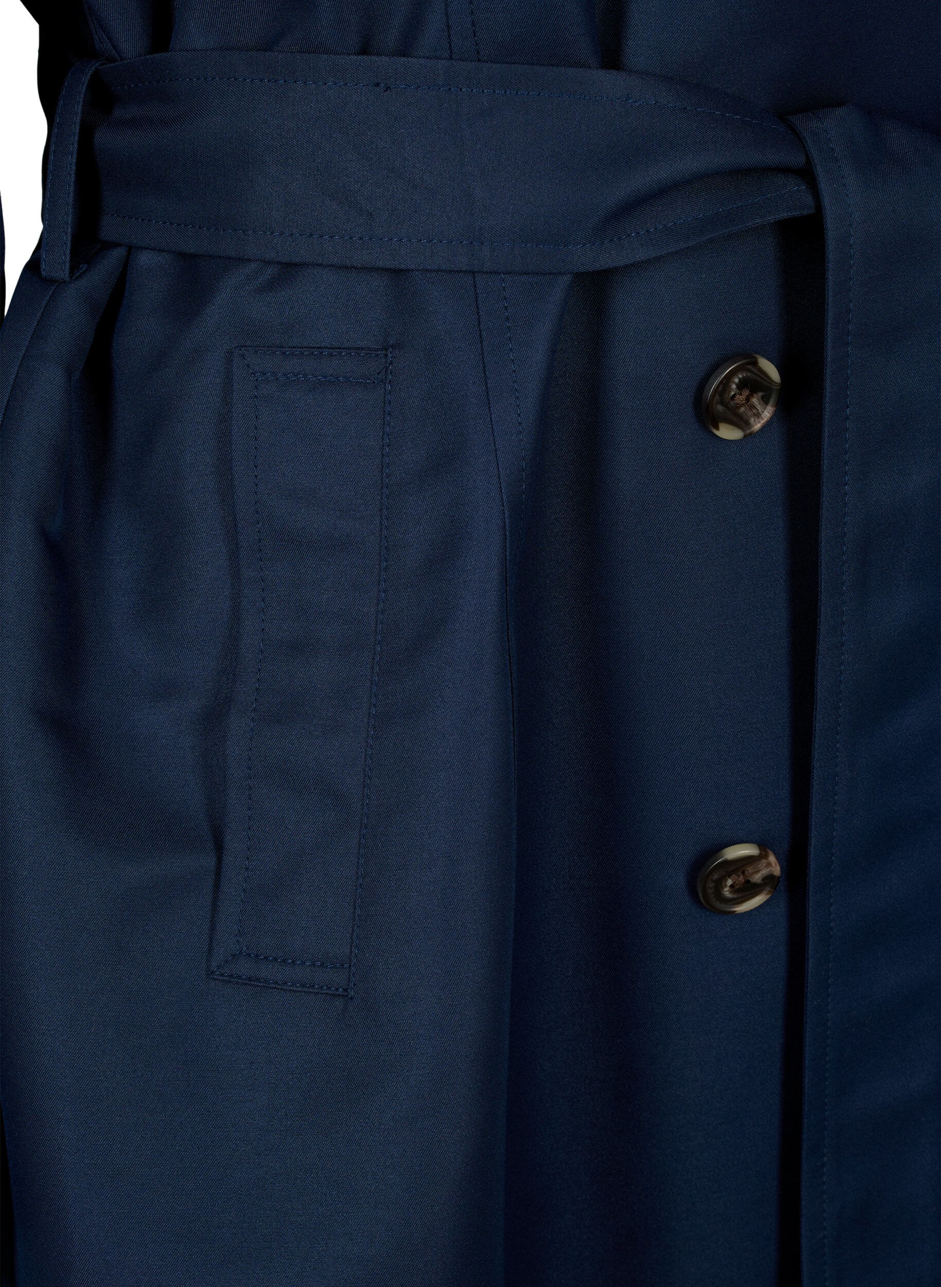 ZizziKorte trenchcoat met riem, Blauw, Packshot image number 3