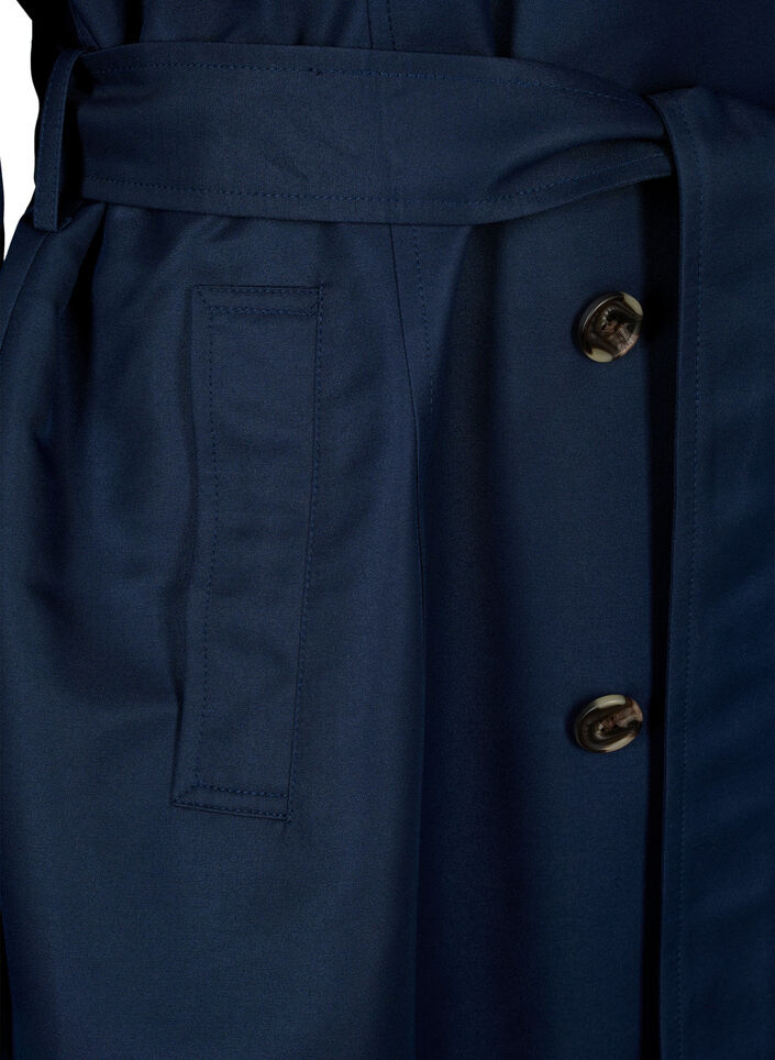 Korte trenchcoat met riem, Blauw, Packshot image number 3