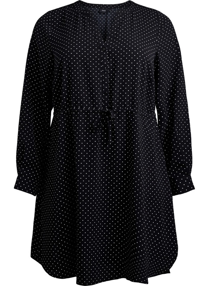 Knielange jurk met strikceintuur, Zwart, Packshot image number 0