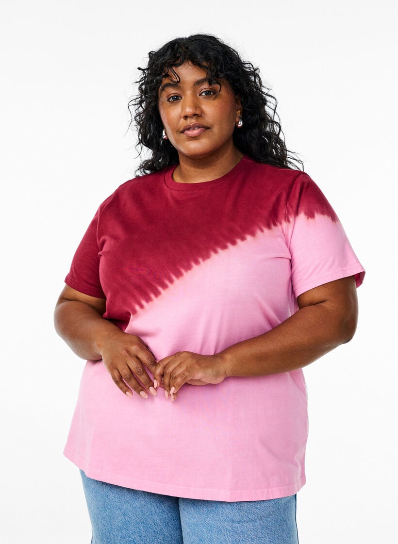 Dip-dye T-shirt van biologisch katoen, Rood, Model image number 0