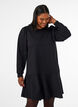 Sweatshirtjurk met ruches in laagjes en A-lijnvorm, Zwart, Model image number 0