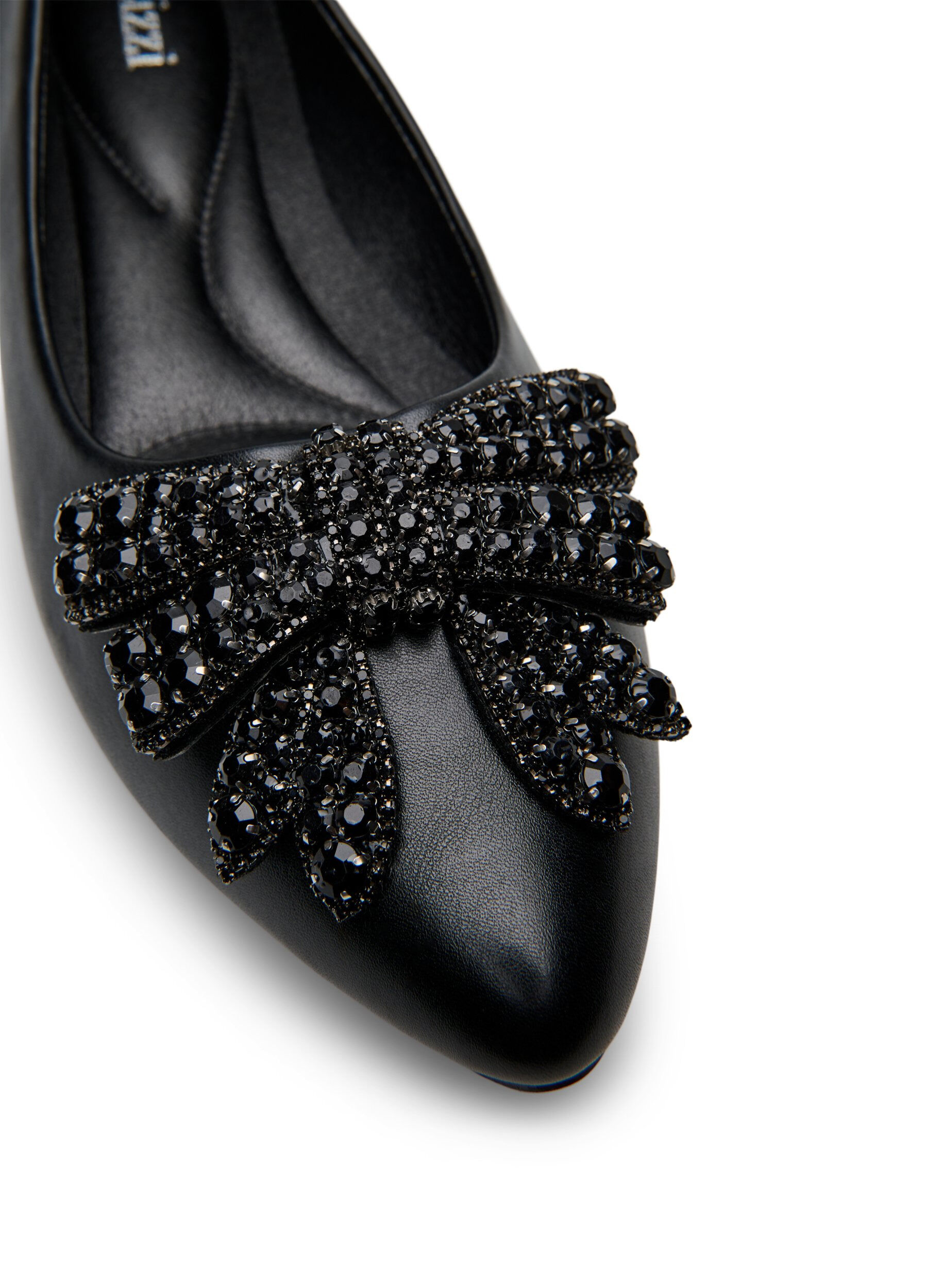 ZizziLarge - Ballerine avec n&oelig;ud et strass, Noir, Packshot image number 3
