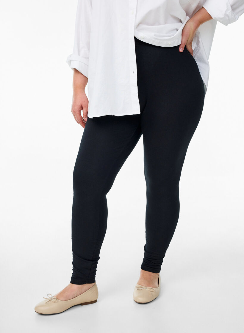 Legging in katoen met voering, Zwart, Model image number 0