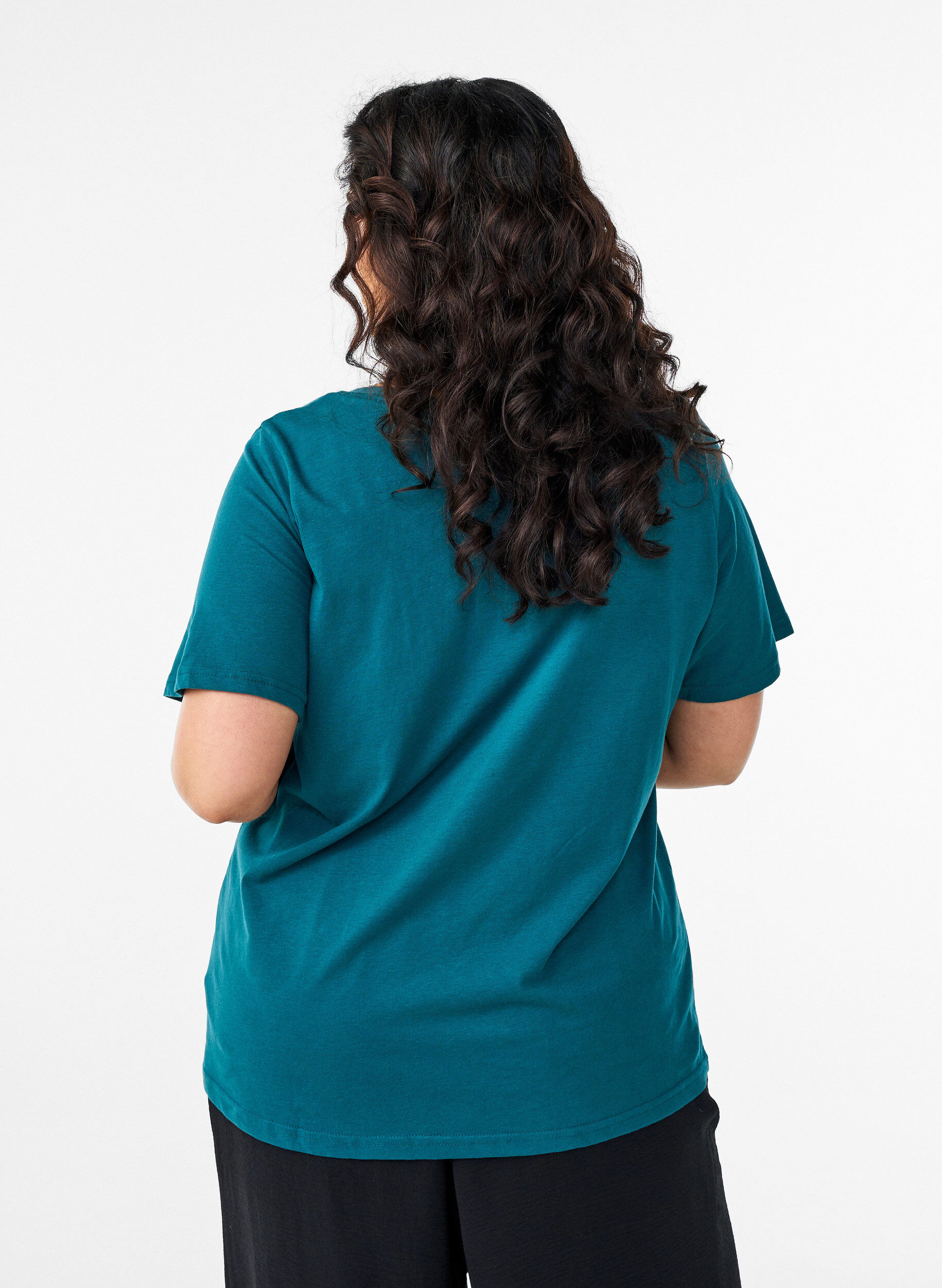 ZizziT-shirt met V-hals, Groen, Model image number 2