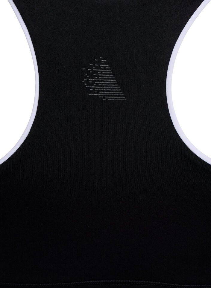 Racerback sport-bh met contrasterende biezen, Black w. Piping, Packshot