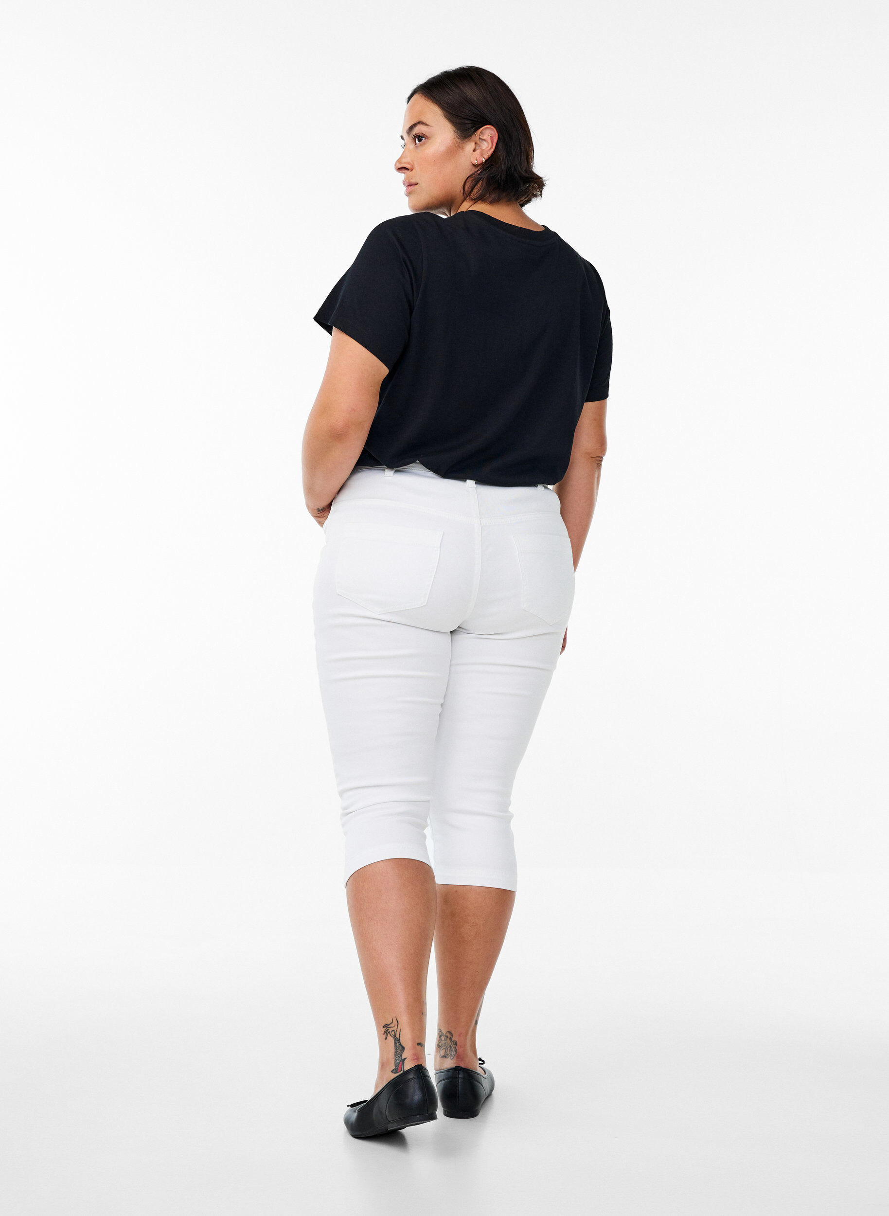 ZizziHigh waist Amy capri jeans met super slim fit, Wit, Model image number 1