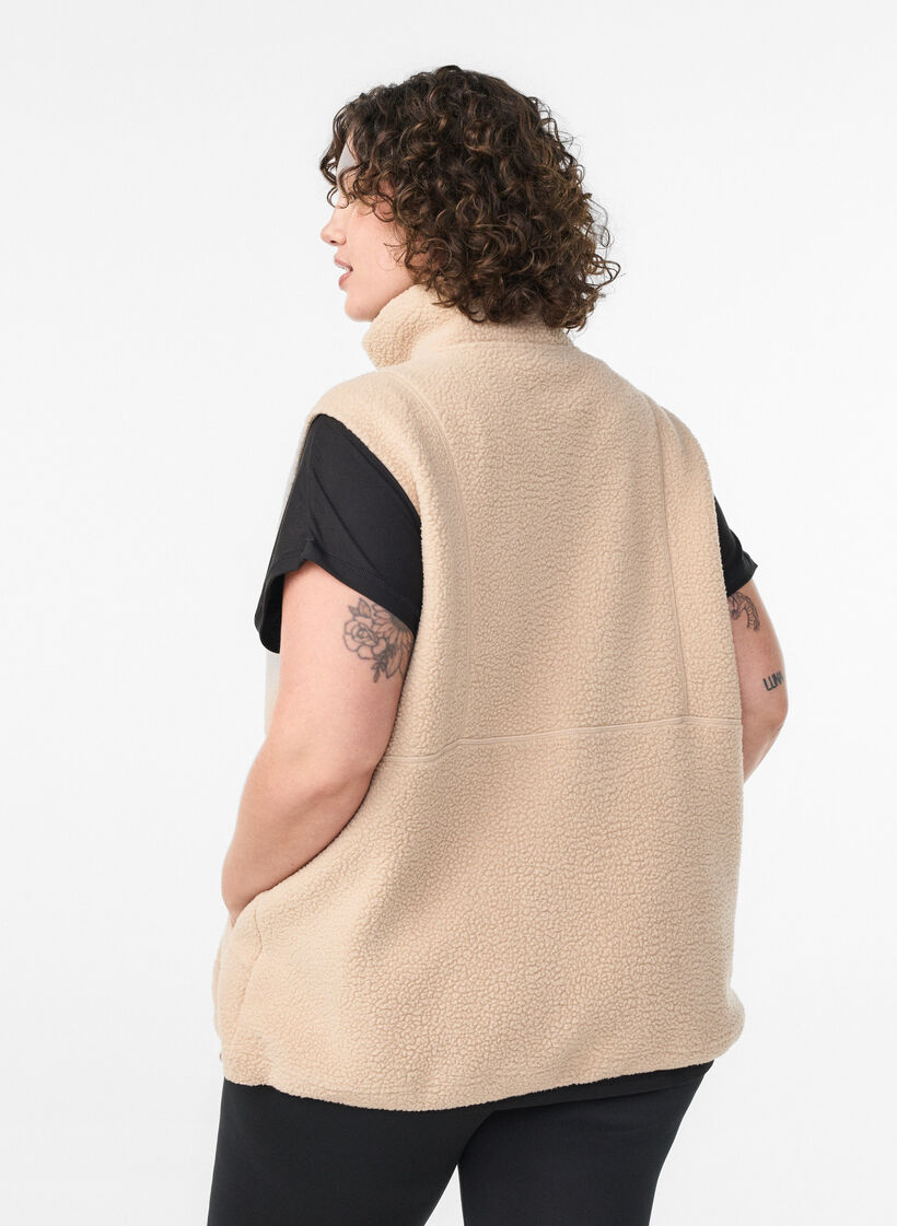 Teddy vest met zakken, Beige, Model image number 2