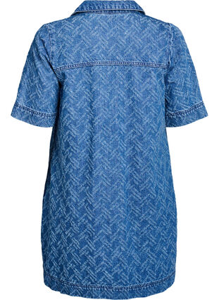 ZizziKorte denimjurk met textuurpatroon, Blue Denim ZigZag, Packshot image number 1