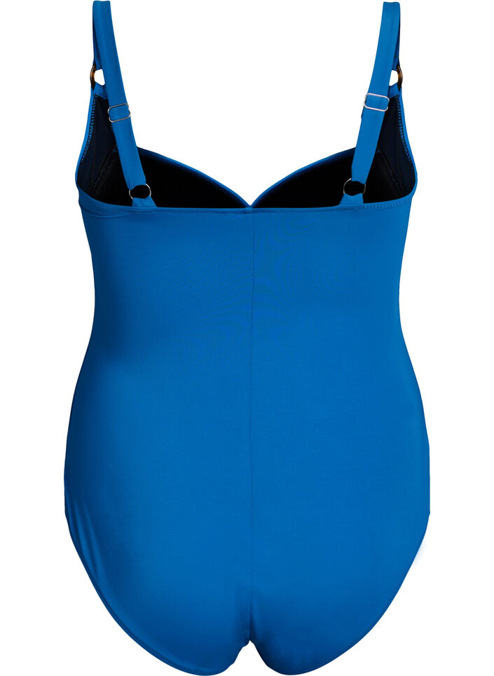 Gewatteerd badpak met draperie, Blauw, Packshot image number 1