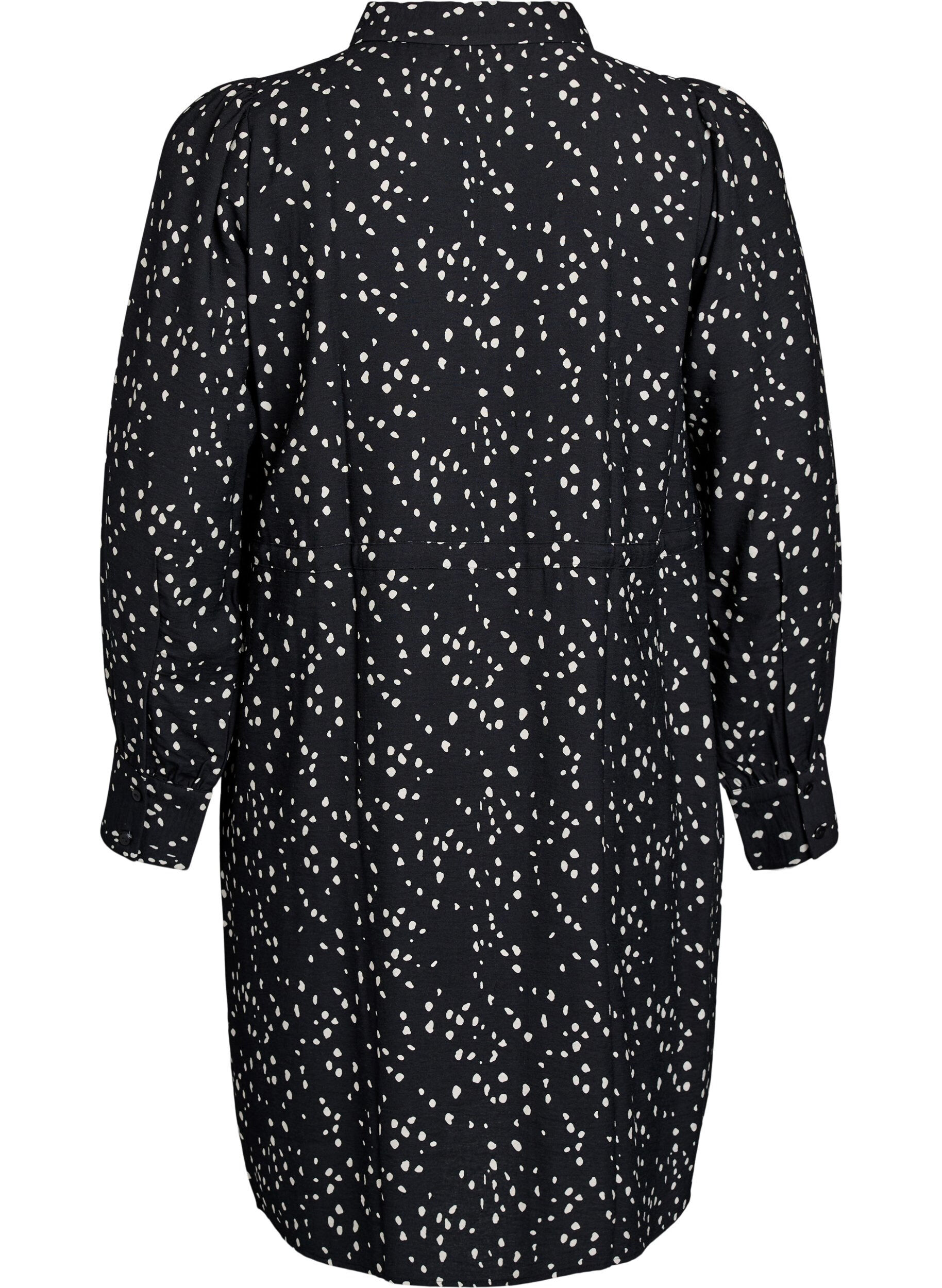 ZizziShirt jurk met strikceintuur en print, Zwart, Packshot image number 1