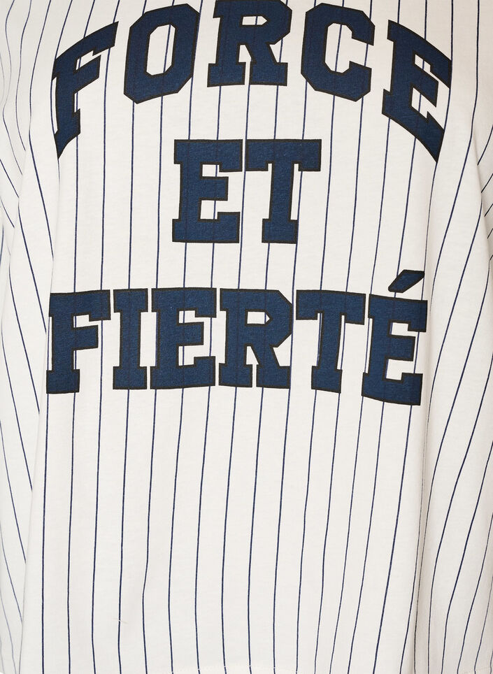 Boxy T-shirt met strepen en statement print, Wit, Packshot image number 2