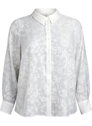 ZizziShirt met ton sur ton patroon, Off White, Packshot image number 0