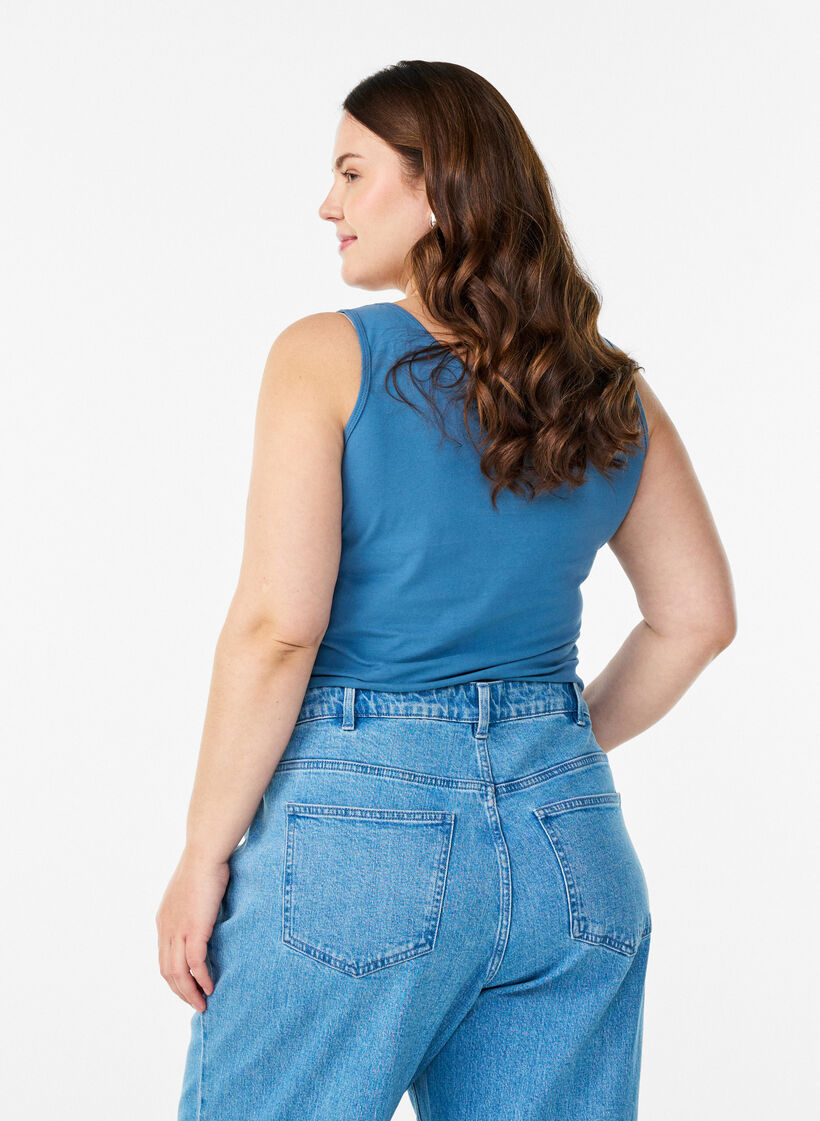 Effen basic top in katoen, Grijs, Model image number 2