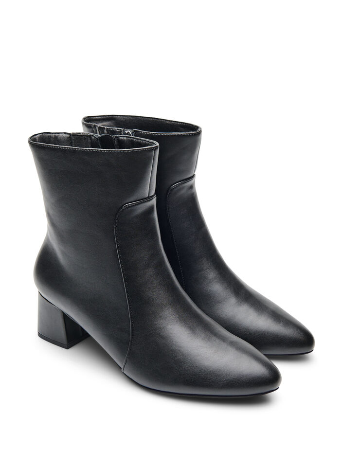 Wide fit - Enkelboots met blokhak, Black, Packshot