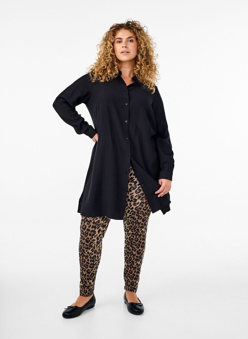 Viscose leggings met zebraprint, Bruin, Model image number 1