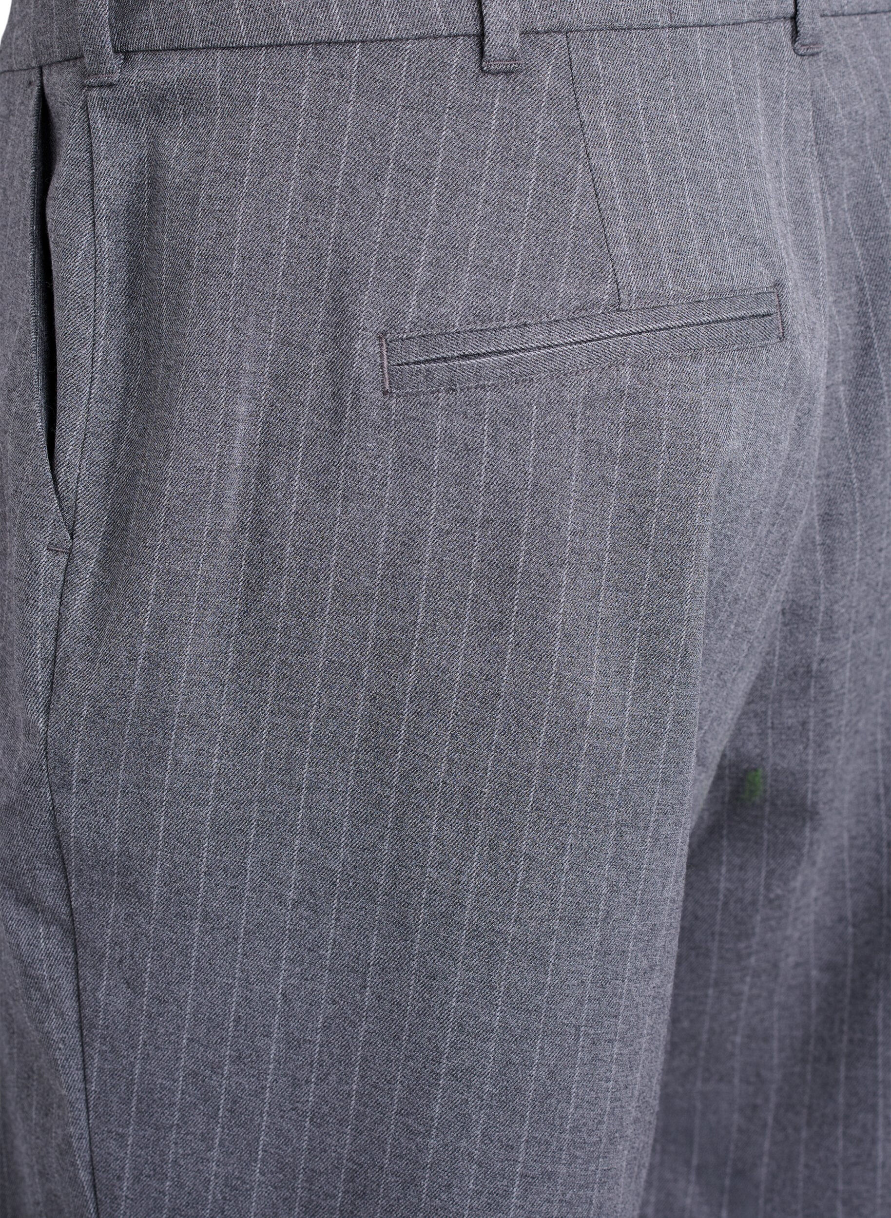 ZizziBermuda short met krijtstreep en losse pasvorm, Grijs, Packshot image number 3