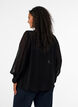 Viscose blouse met een ruchekraag, Zwart, Model image number 2