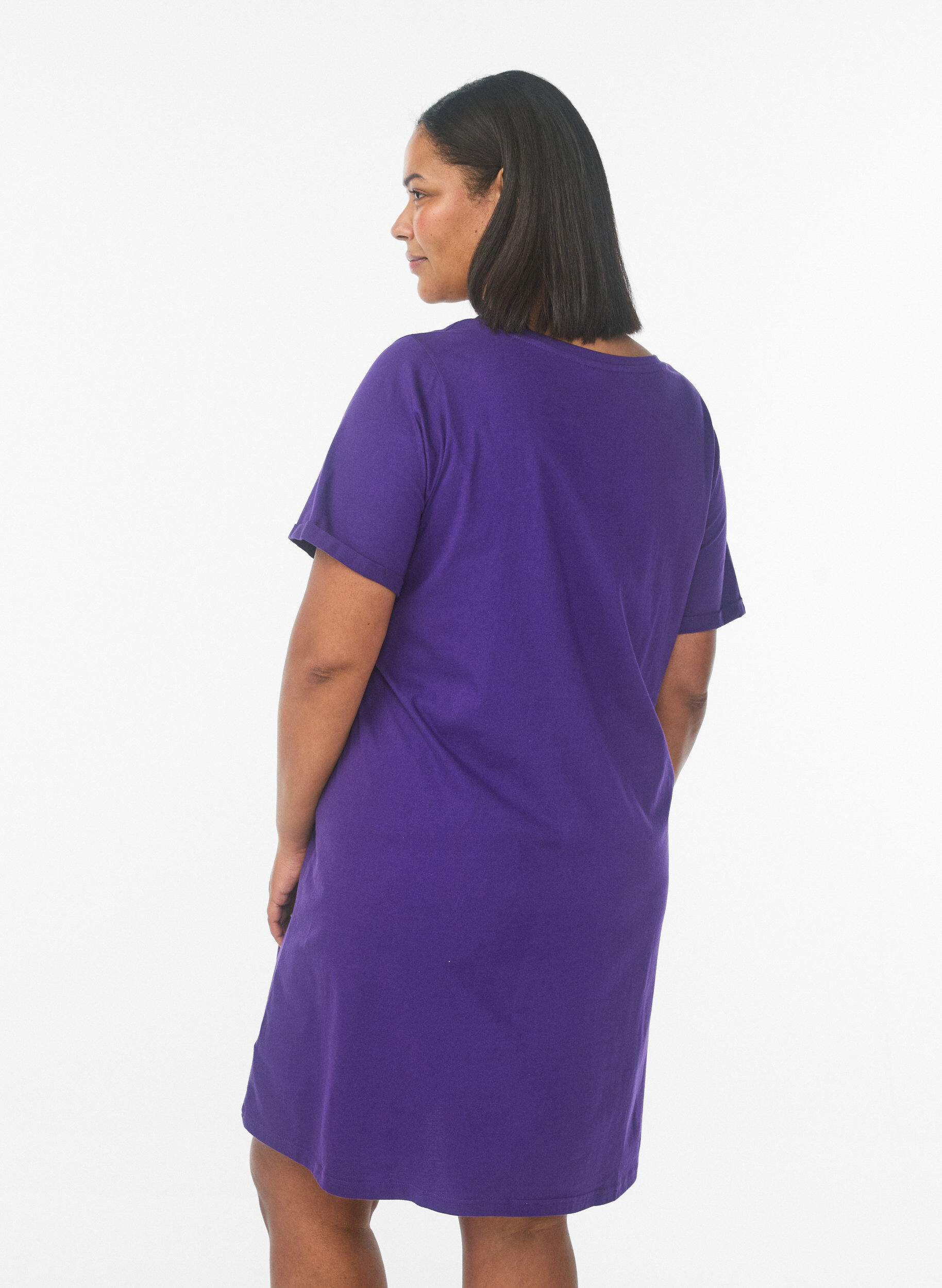 ZizziNachtjapon met korte mouwen van biologisch katoen, Blauw, Model image number 2