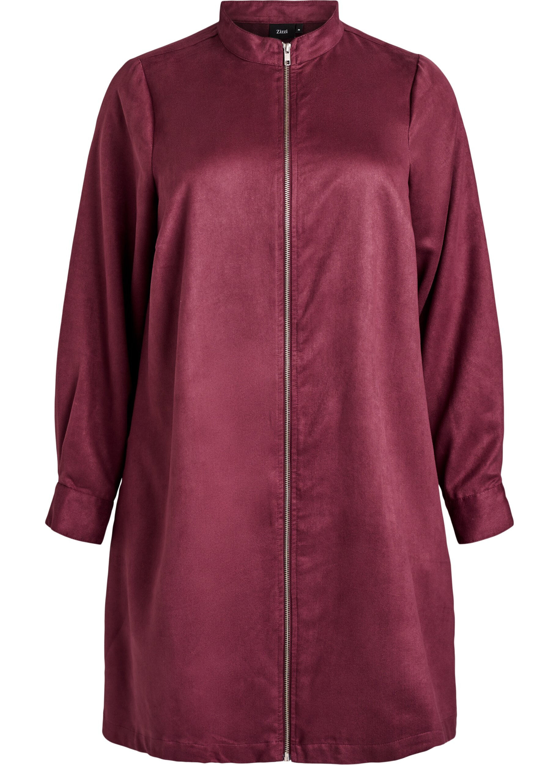 Lang overhemd van imitatie-su&egrave;de met rits