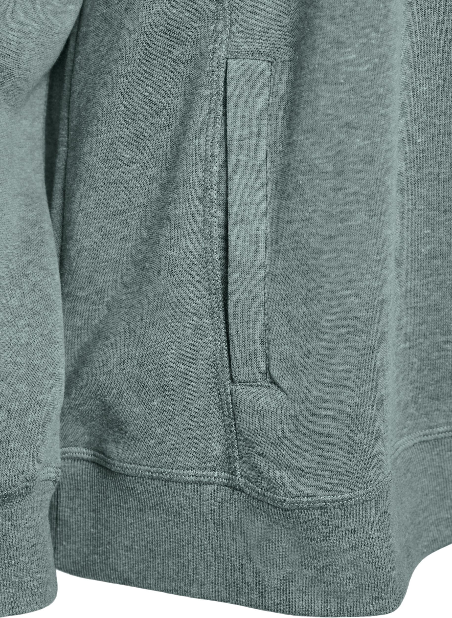 ZizziFLASH - Sweatshirt met hoge kraag en zakken, Groen, Packshot image number 3