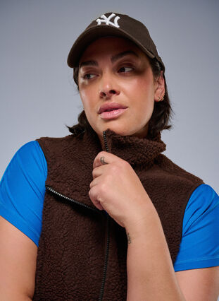 ZizziTeddy fleece gilet met ritssluiting en zakken, Hot Fudge, Image image number 0