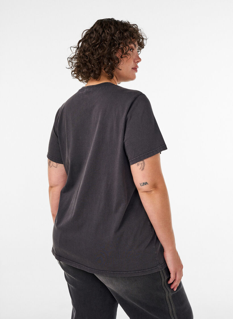 Grafisch T-shirt van biologisch katoen, Beige, Model image number 2