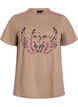 T-shirt van biologisch katoen met statementprint, Beige, Packshot image number 0