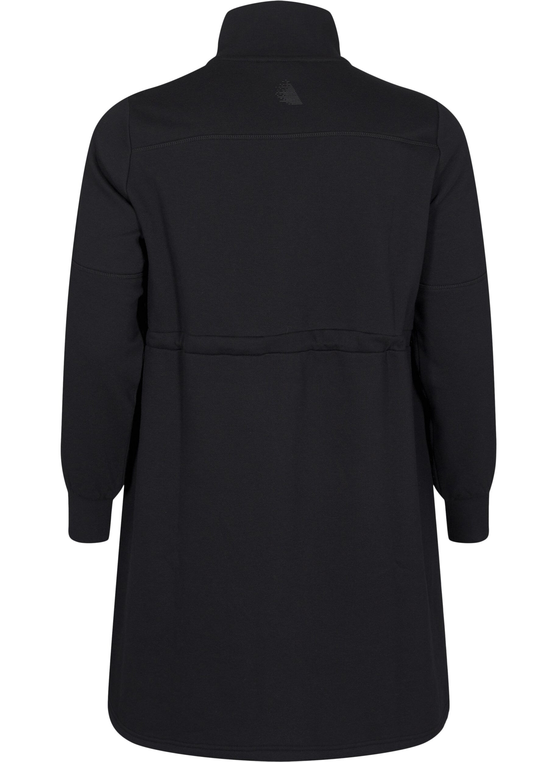 ZizziKorte sweatshirt jurk met een col en verstelbare taille, Black, Packshot image number 1