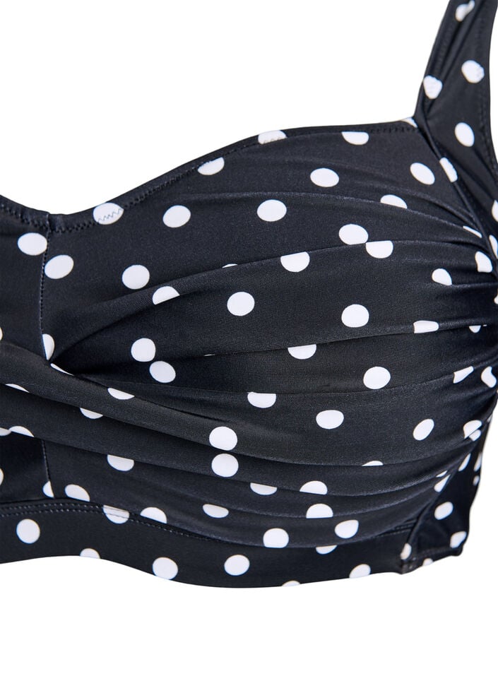 Gewatteerde bikinitop met print, Zwart, Packshot image number 2