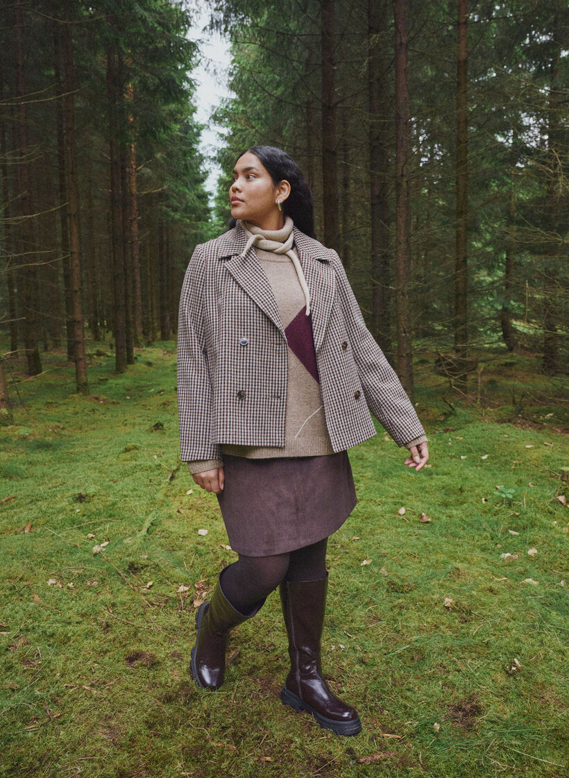 Korte corduroy rok met drukknopen, Bruin, Image image number 0