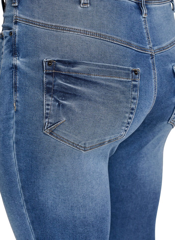 Gecropte Amy jeans met ritssluiting details, Blauw, Packshot image number 3