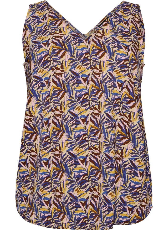 Top met print en V-hals, Blauw, Packshot image number 0