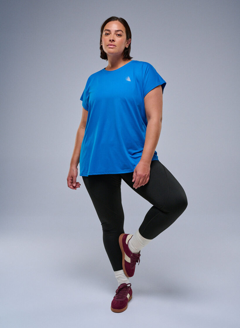 Effen gekleurd trainingsshirt, Blauw, Image image number 0