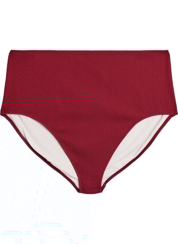 Bikinibroekje met hoge taille en textuur, Rood, Packshot image number 0