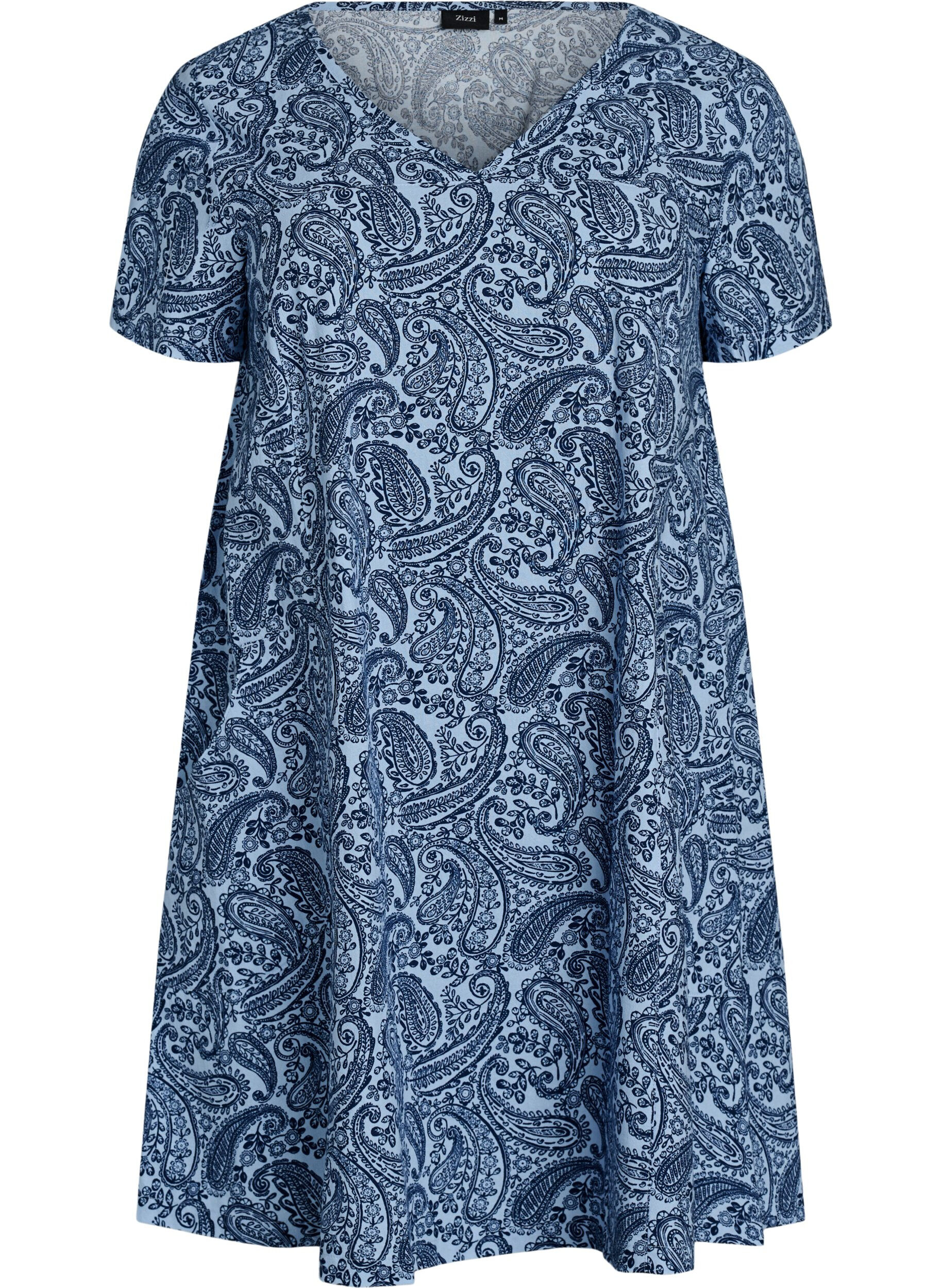 Korte a-lijn jurk met paisleyprint