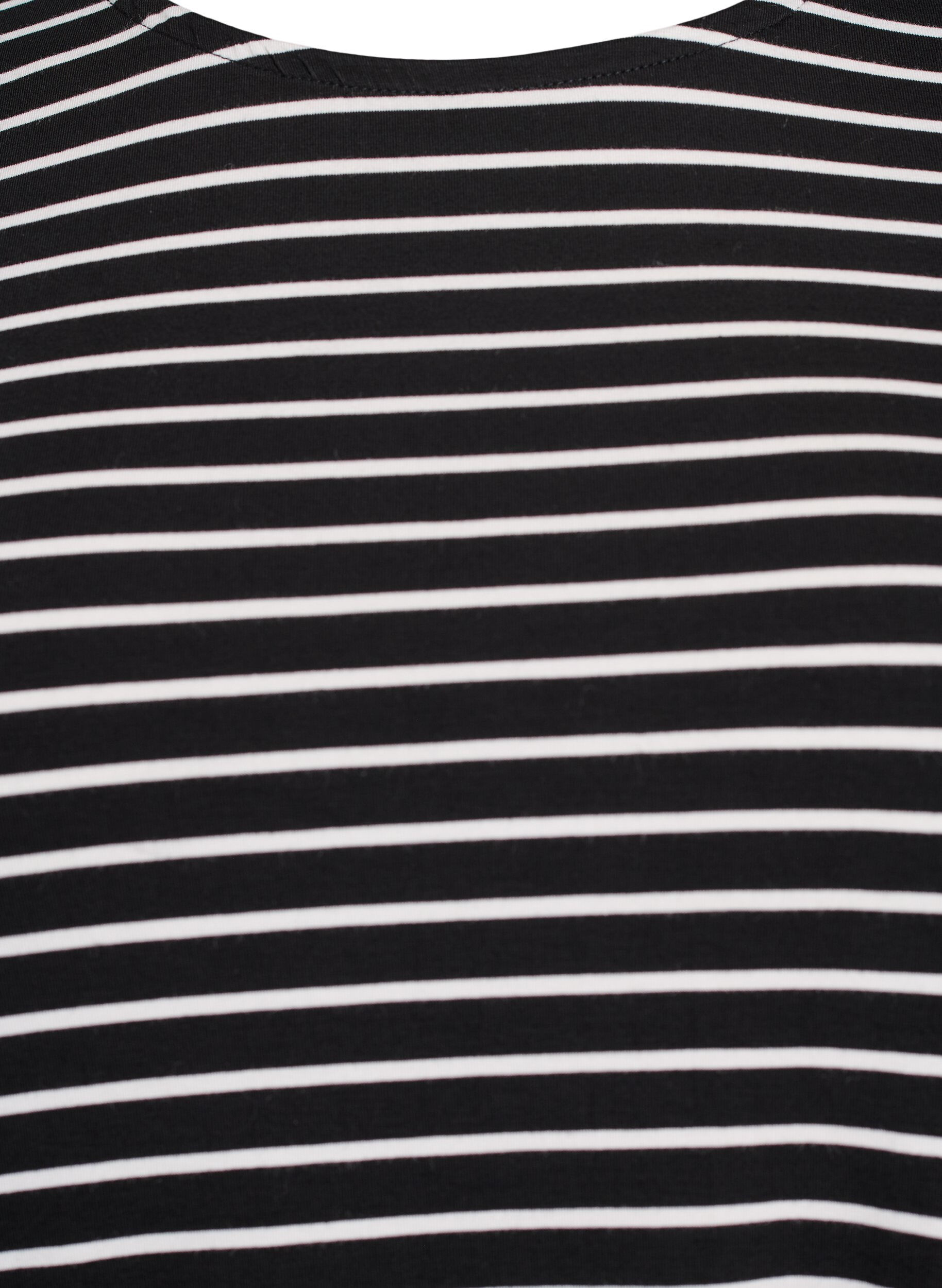 ZizziGestreepte blouse met lange mouwen, Zwart, Packshot image number 2