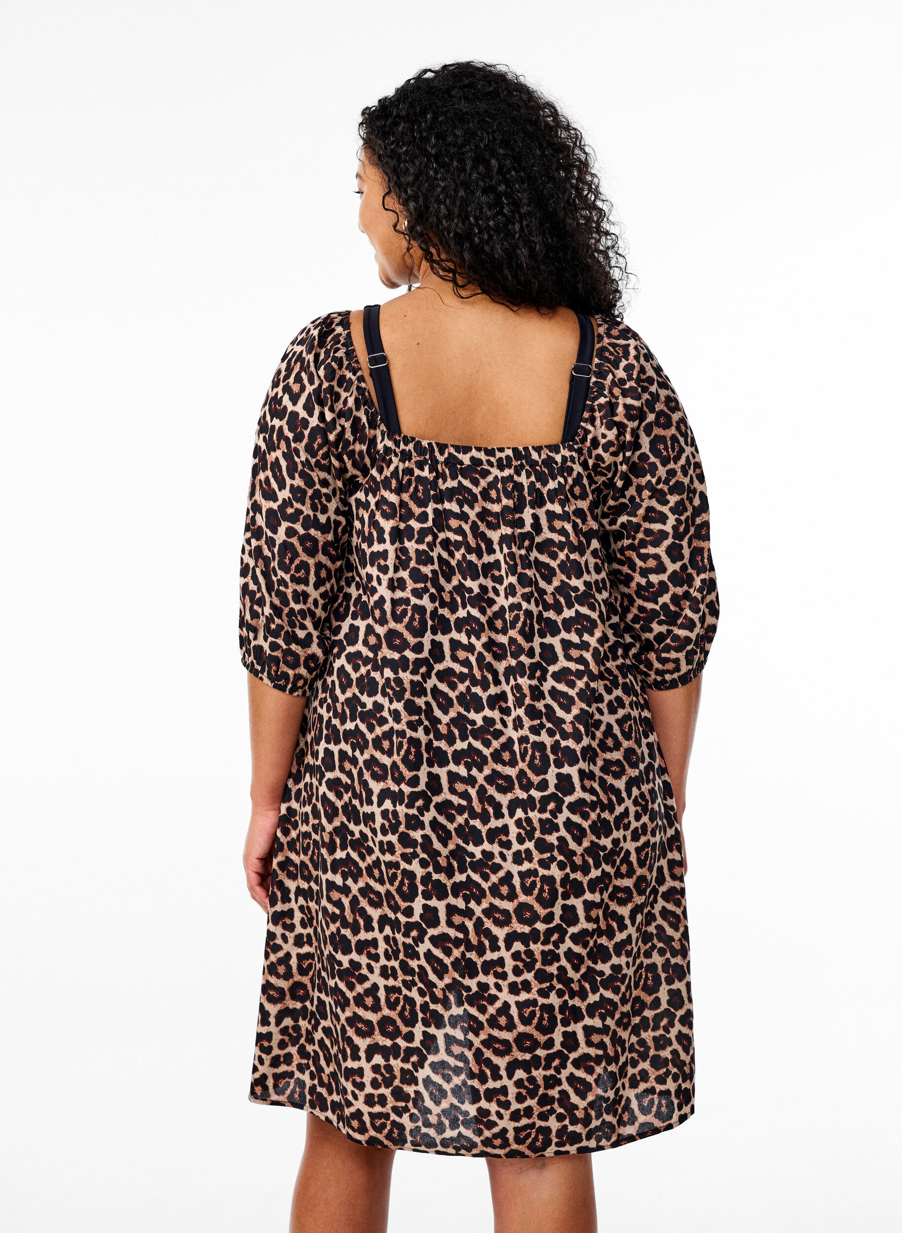 ZizziStrandjurk van viscose met print, Beige, Model image number 2