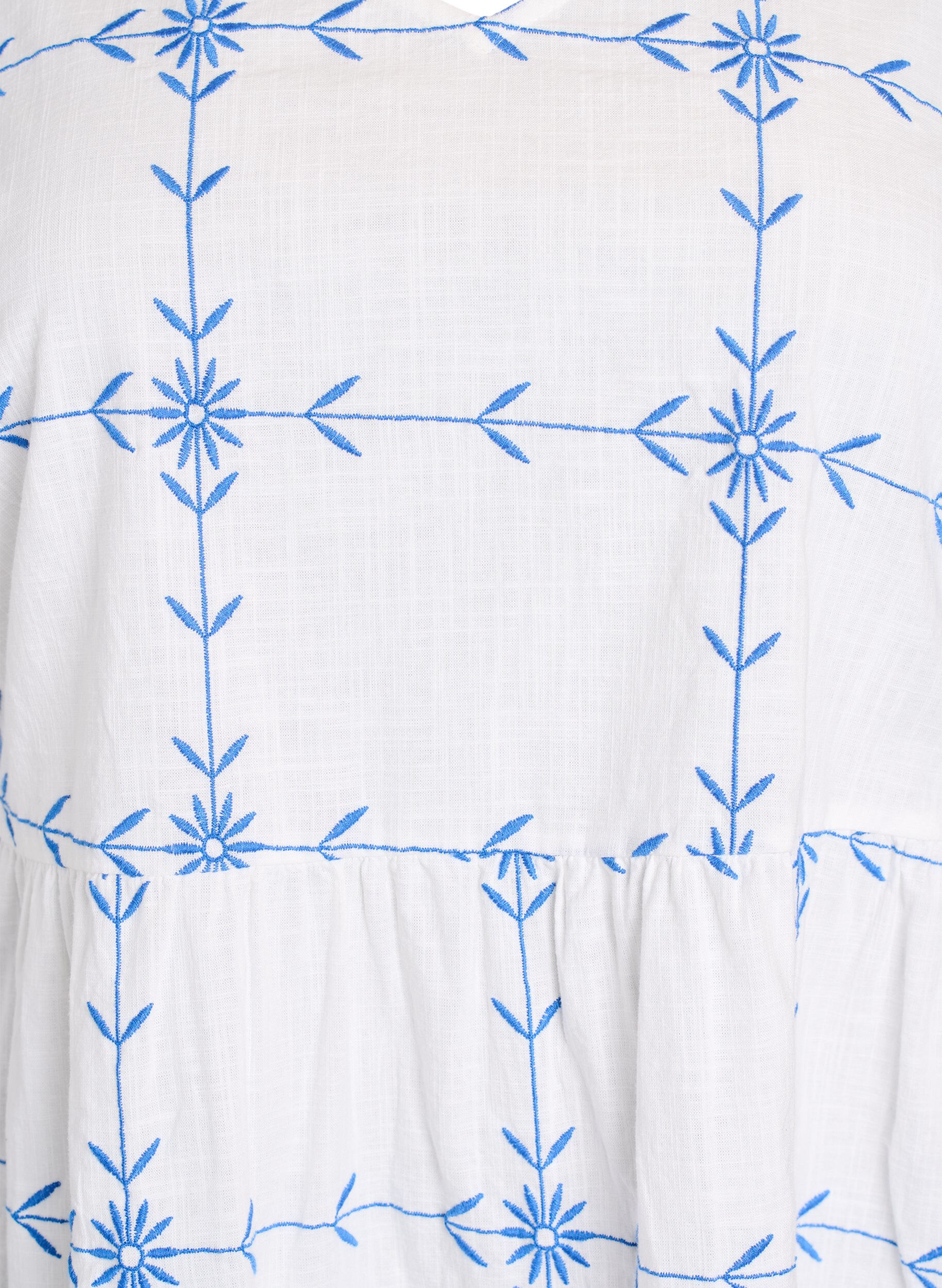 ZizziKorte jurk met V-hals en borduurwerk, Wit, Packshot image number 2