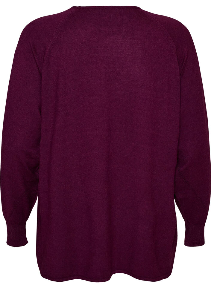 Gebreide top met ronde hals en ingebreid patroon, Rood, Packshot image number 1