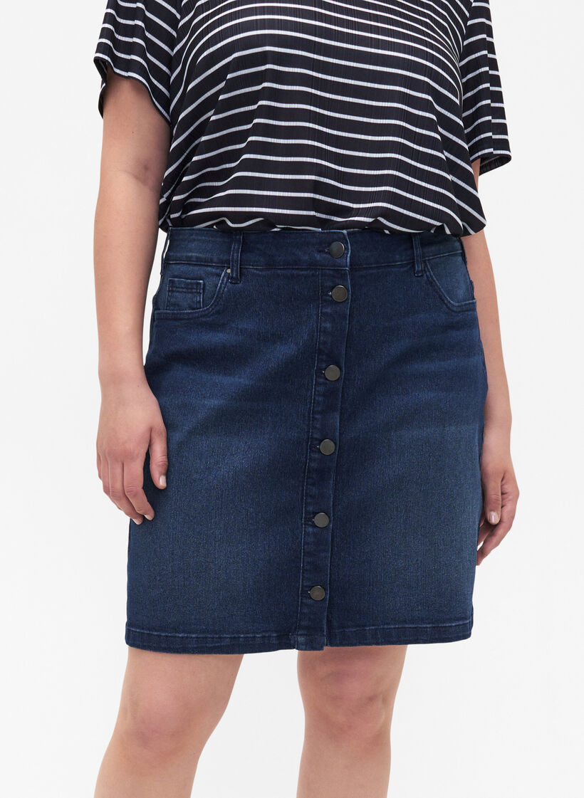 Denim rok met knoopsluiting, Blauw, Model image number 3