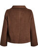 Korte jas met kraag en met stof bedekte knopen, Bruin, Packshot image number 1