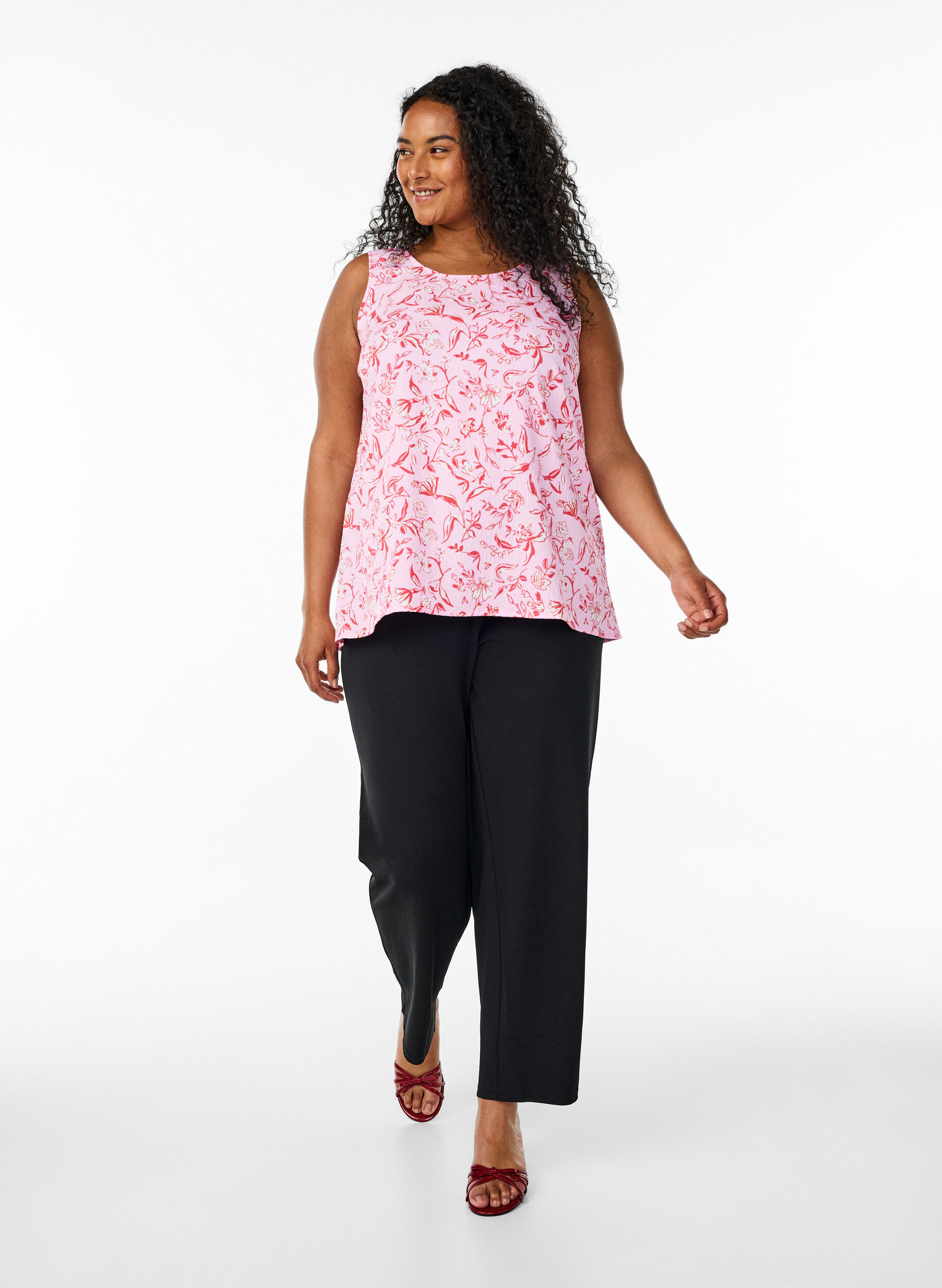 ZizziFLASH - Mouwloze top met textuur, Rood, Model image number 1