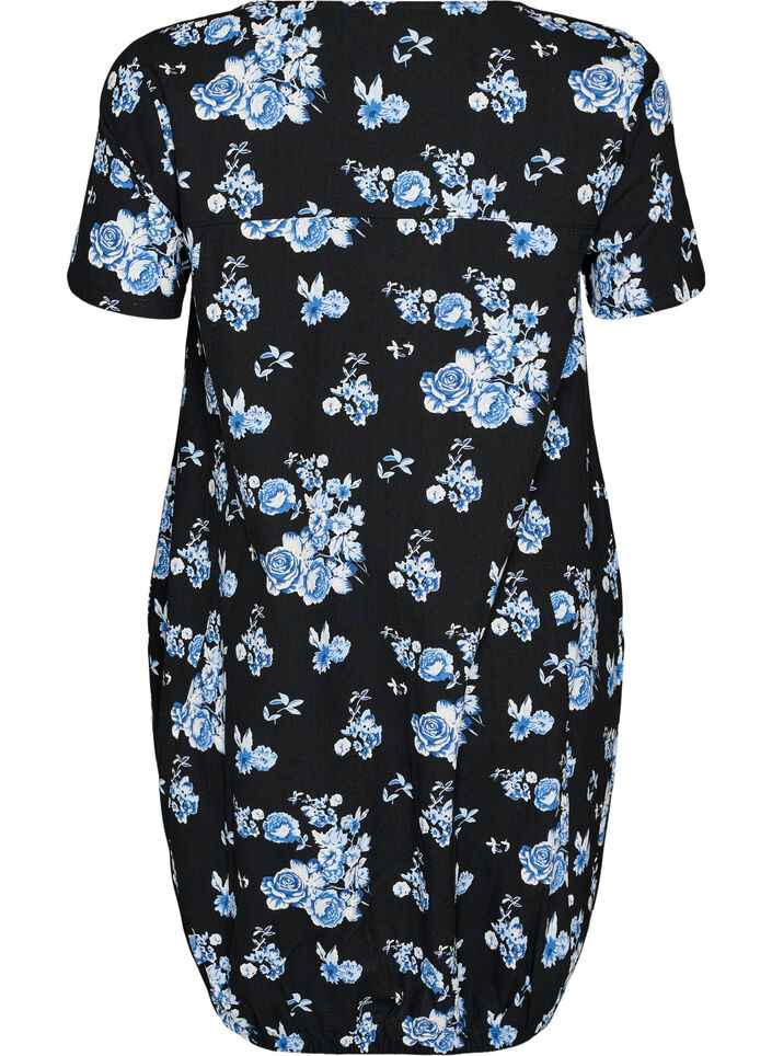 Robe en coton &agrave; manches courtes avec imprim&eacute;, Noir, Packshot image number 1