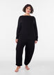 Losse pyjamabroek in viscose met een elastische taille, Zwart, Model image number 1