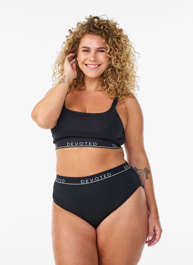Katoenen onderbroek met normale taille, Zwart, Model image number 0
