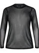 Effen mesh blouse, Zwart, Packshot image number 0
