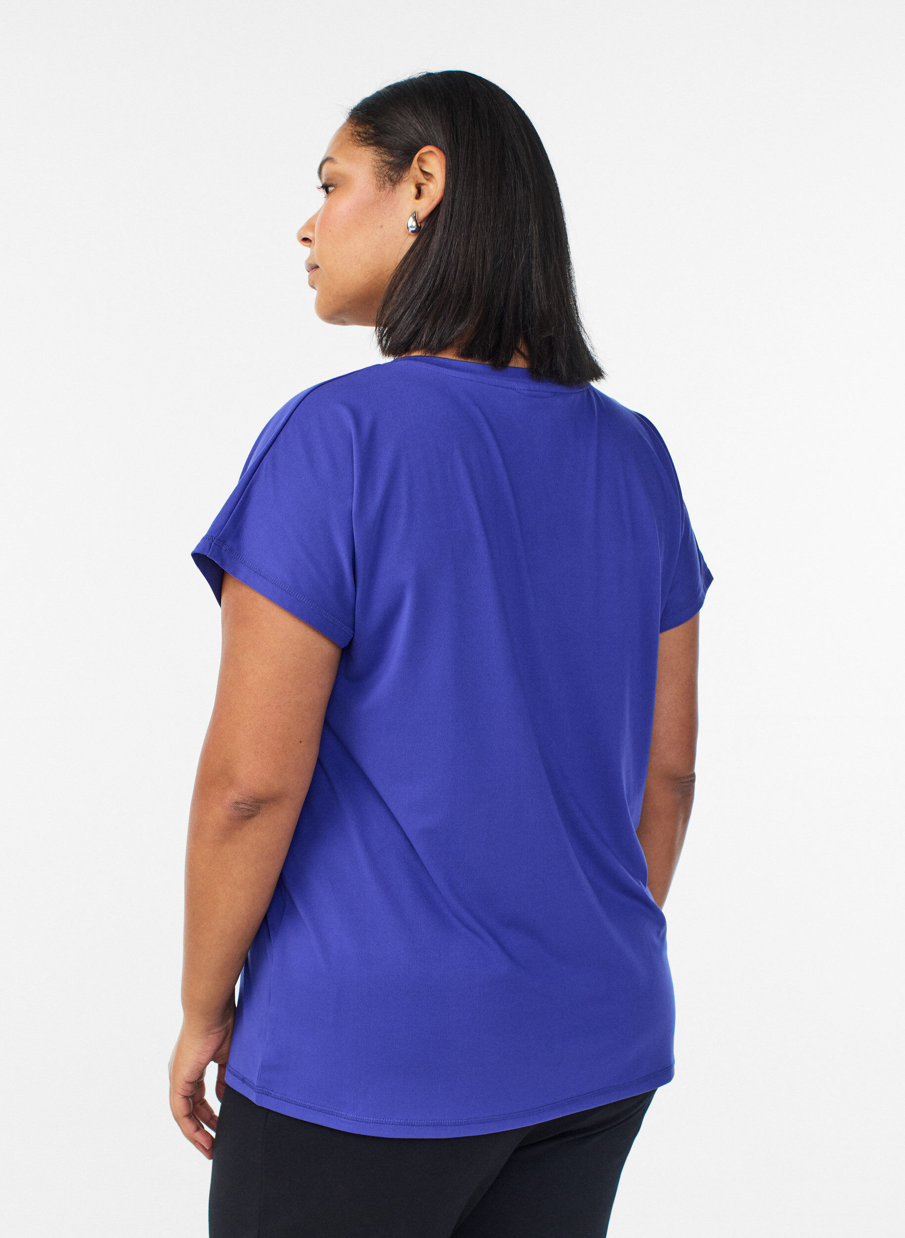 ZizziLosvallend trainings-T-shirt met V-hals, Paars, Model image number 2