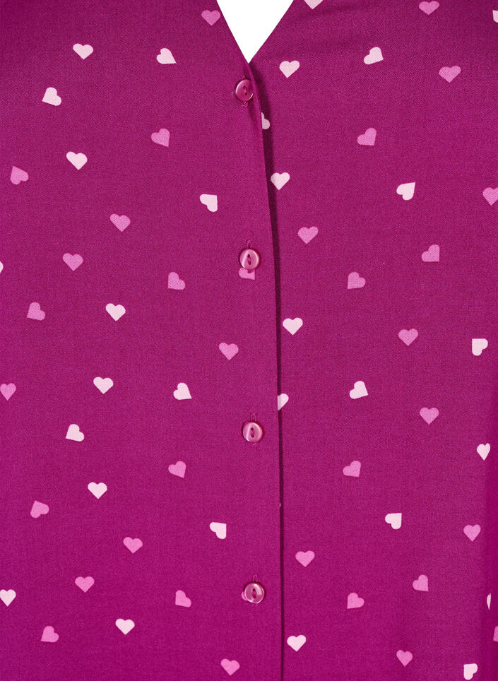 Viscose nachtblouse met hartjesprint, Rood, Packshot image number 2