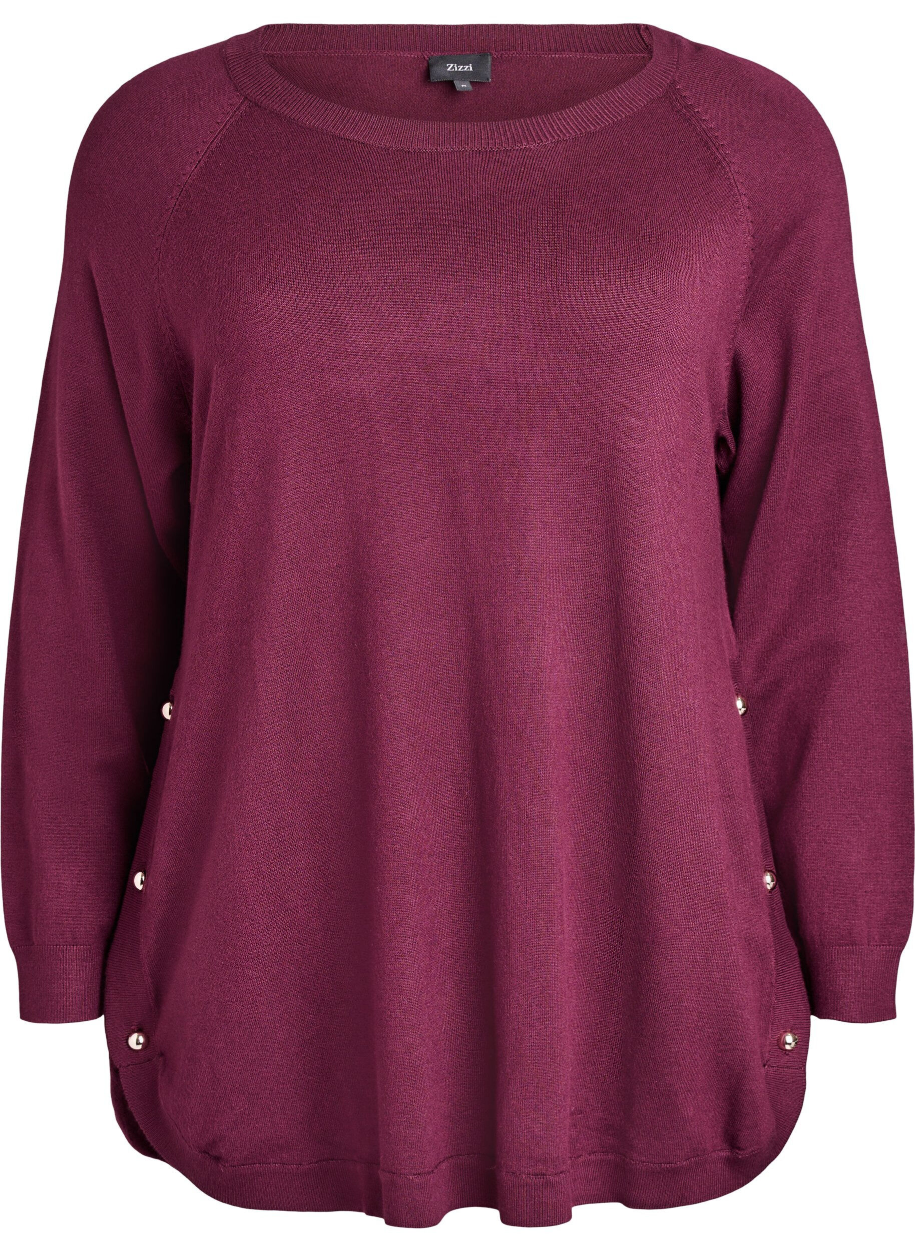 Gebreide blouse met knoopjes aan de zijkant