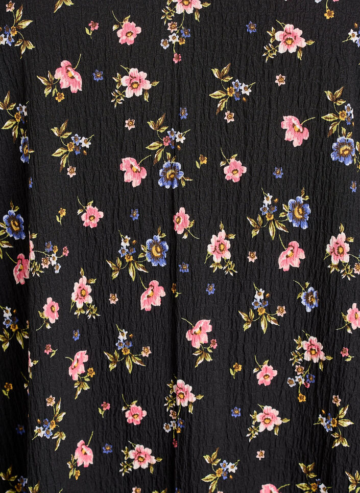 Jurk met korte mouwen en een V-hals, Zwart, Packshot image number 2